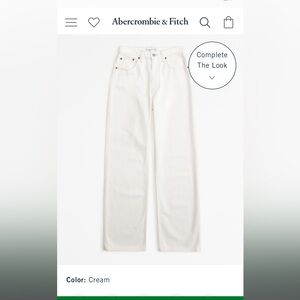 Abercrombie and Fitch 	
High Rise Loose Jean in Cream size 8 long